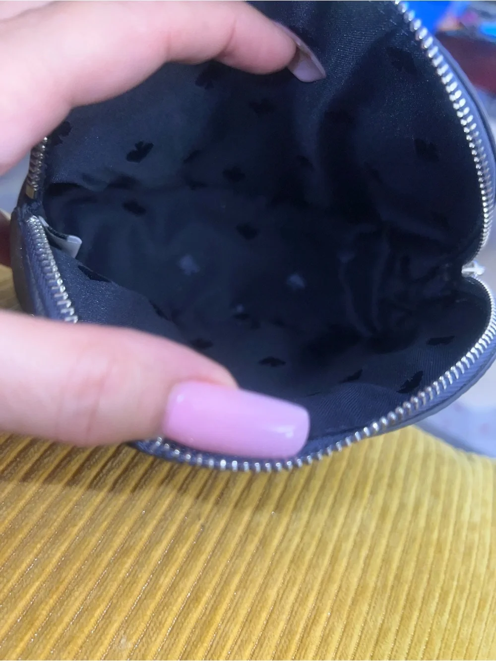 KATE SPADE silver glitter cosmetic small pouch bag NWOT